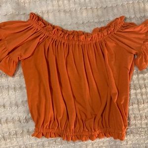 Burnt Orange Off-the-shoulder Crop Top